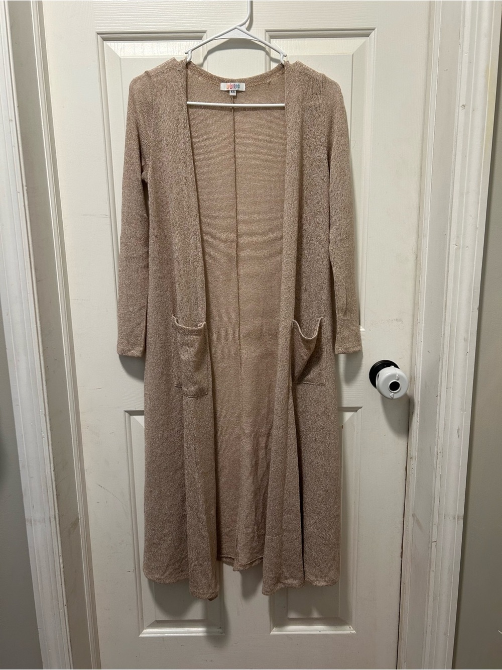 LuLaRoe Long Open Front Cardigan in Beige/Taupe